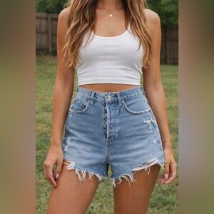 NWT Agolde Dee Short Vintage High Rise Jean Shorts Muse Light Wash, Size 24